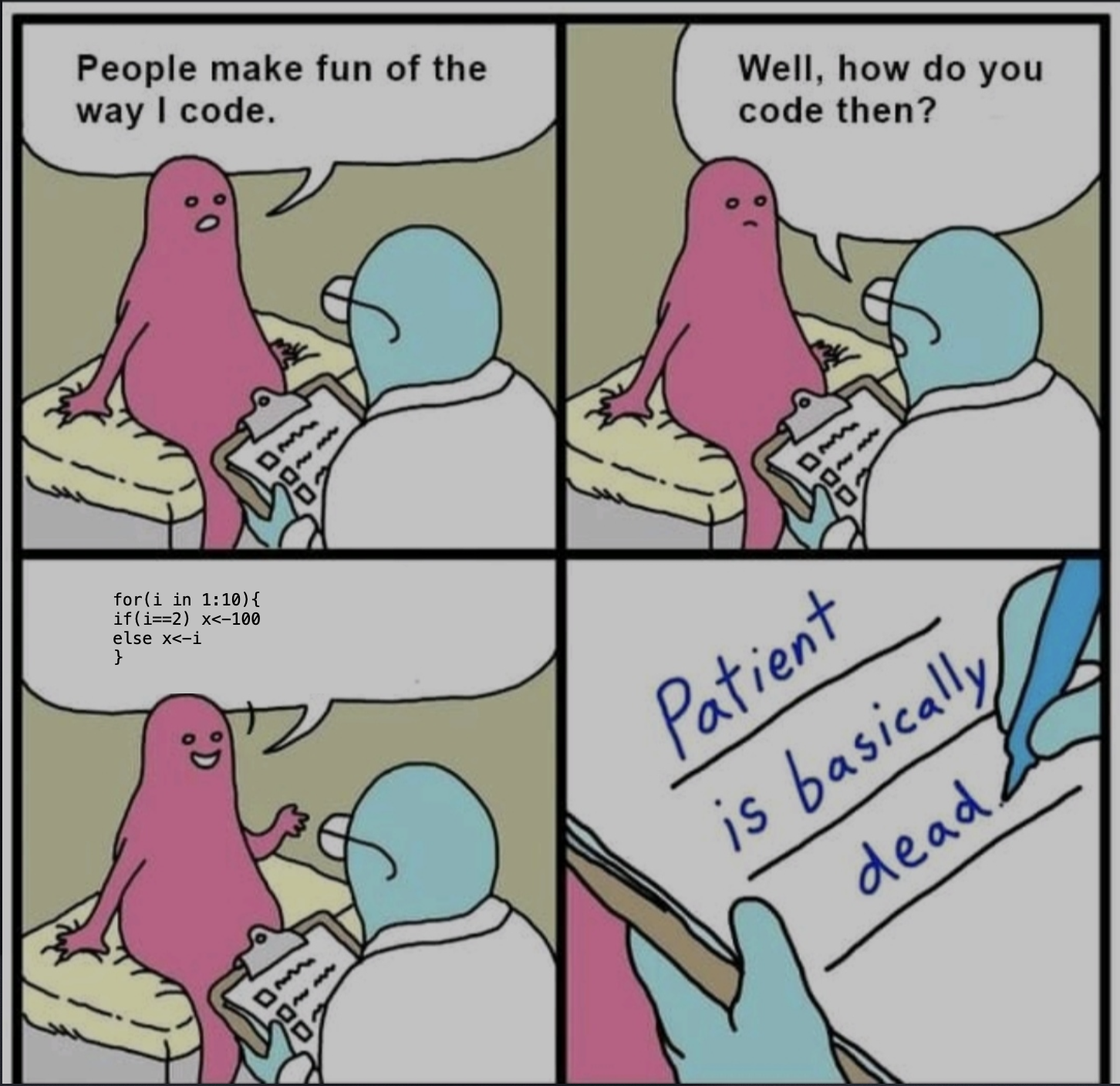 Code formatting meme